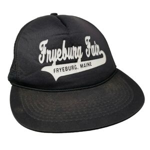 Fryeburg Fair Trucker Hat Vintage Snap Back Script Foam Mesh Maine Black